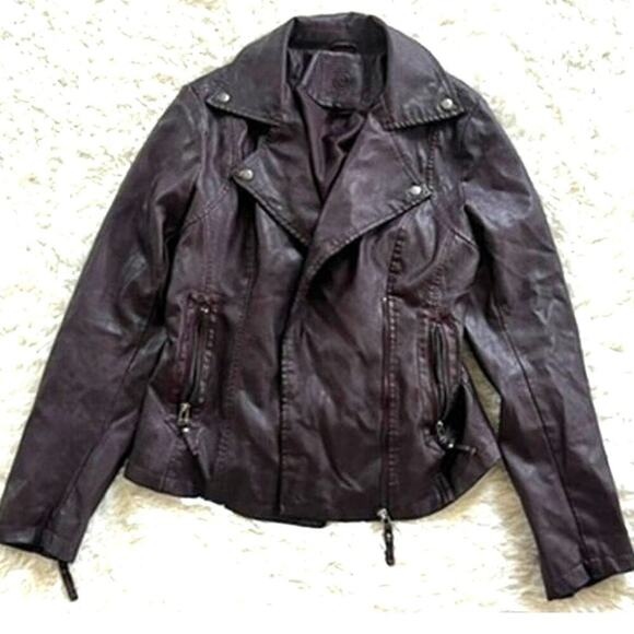 EUC Max Studio faux leather polyurethane bomber jacket sexy edgy size M - Picture 1 of 8